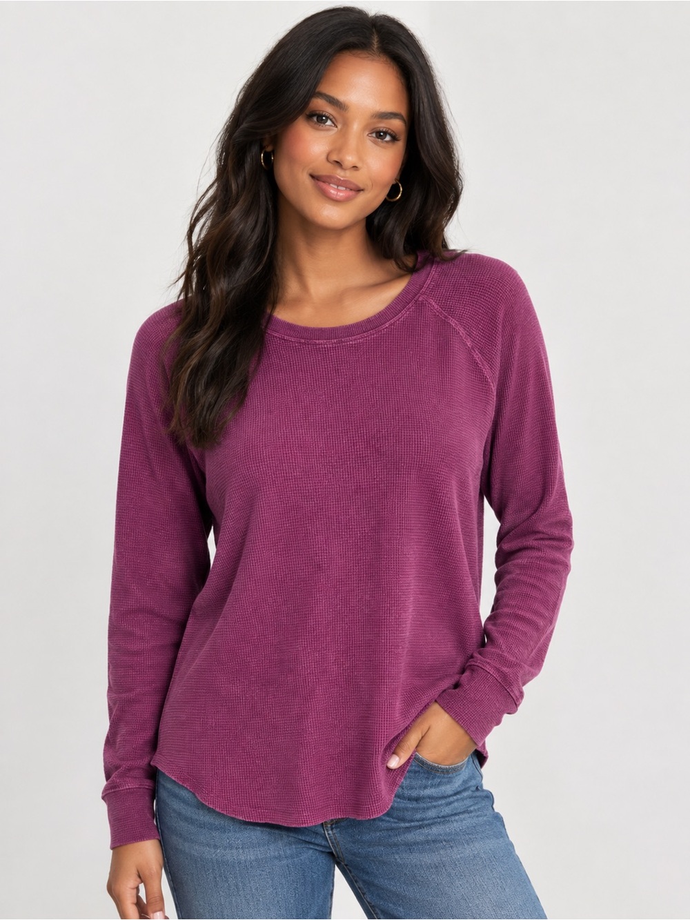 (3 for $30) Eddie Bauer Waffle Knit Long-Sleeve